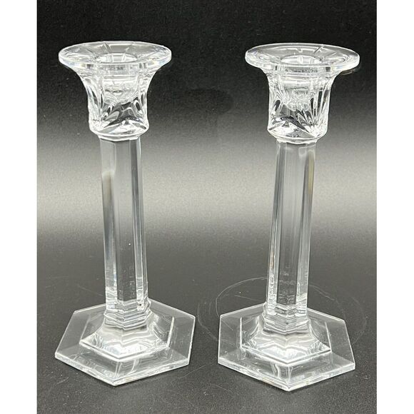 Rogaska Other - Set Of 2 Miller Rogaska‎ Clear Crystal Candle Holders 8 Inch Tall